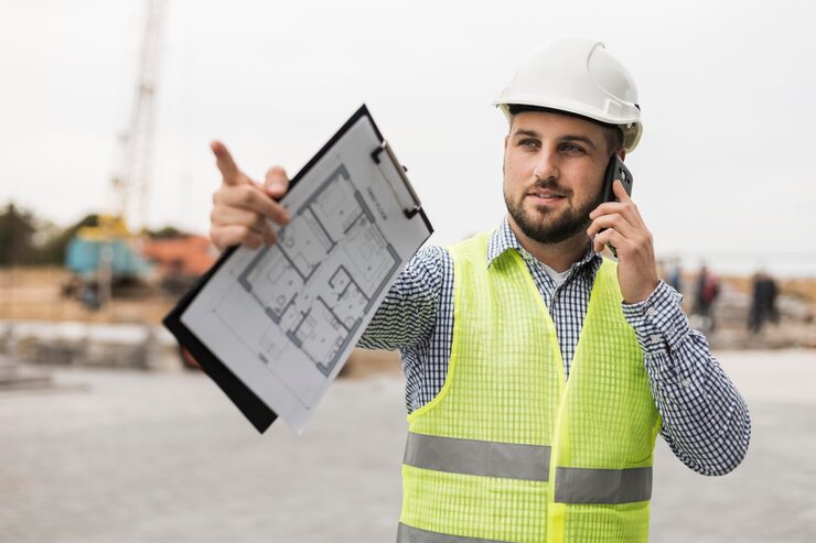 arquitecto tiro medio hablando telefono 23 2148751953